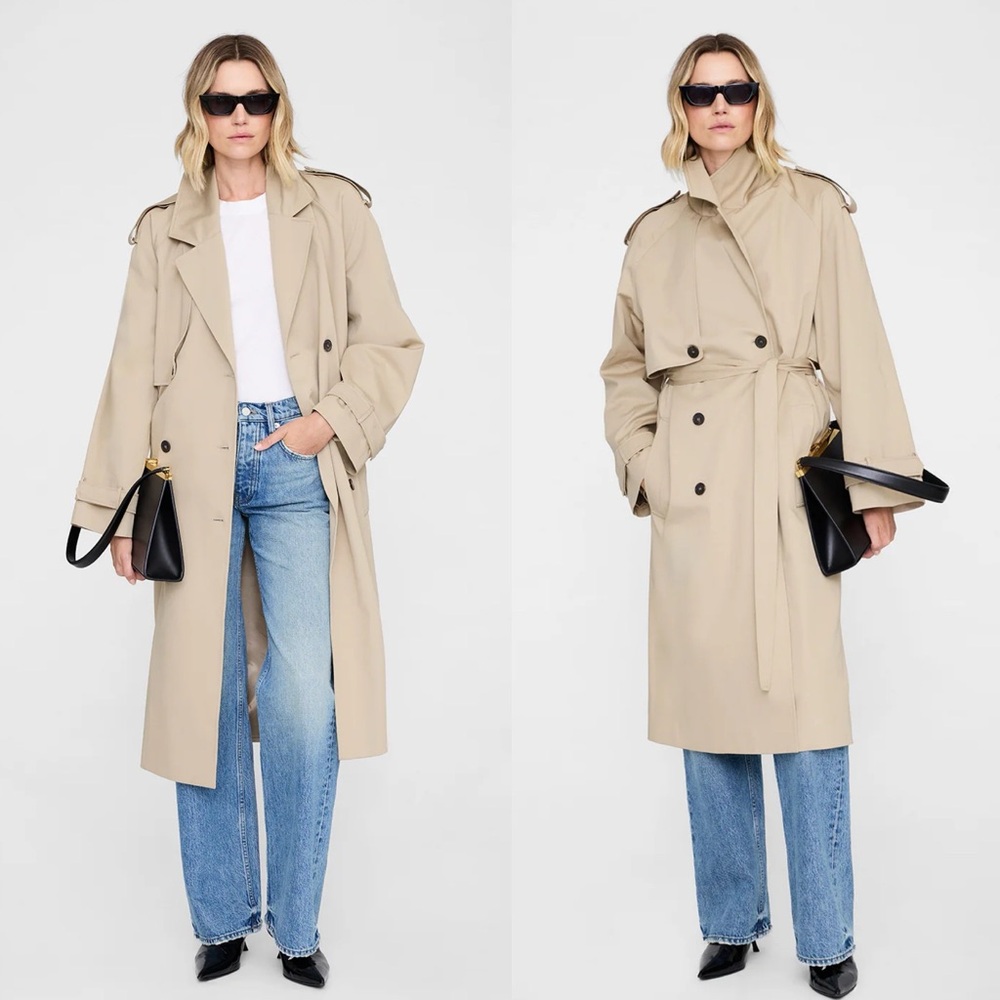 Brand New- Anine Bing Rickie Maxi Trench Coat in Beige 🧥🤍 - Picture 2 of 12